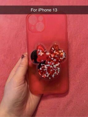 iPhone 13 Protective Case with Red Minnie Pop Grip